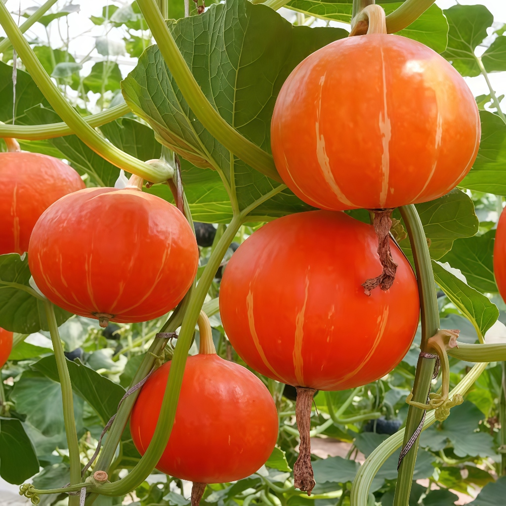 ฟักทองญี่ปุ่นสีส้ม เมล็ดพันธุ์ฟักทองญี่ปุ่นสีส้ม 5 เมล็ด ปลูกง่าย สีสวย โตไว หวานมัน Pumpkin seeds [ 10 เเถม 1 คละได้ ]