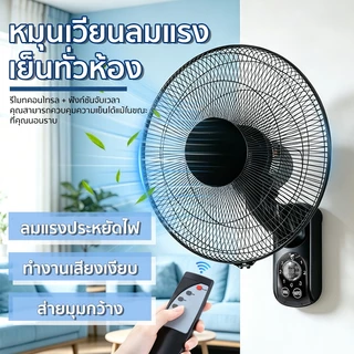 [1แถม1] 16นิ้ว พัดลมติดผนัง เสียงลมเงียบ ปลอดภัยมั่นคง พัดลมไฟฟ้า พัดลมผนัง พัดลม Wall fan พัดลมแรงสูง