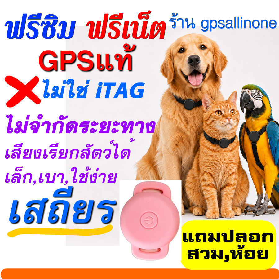 รุ่นใหม่ gps ติดตามสัตว์ ไม่จำกัดระยะทาง ฟรีเน็ต แถมปลอกสวม gpsแ.ท้ ไม่ใช่Tagบลูทูธ
