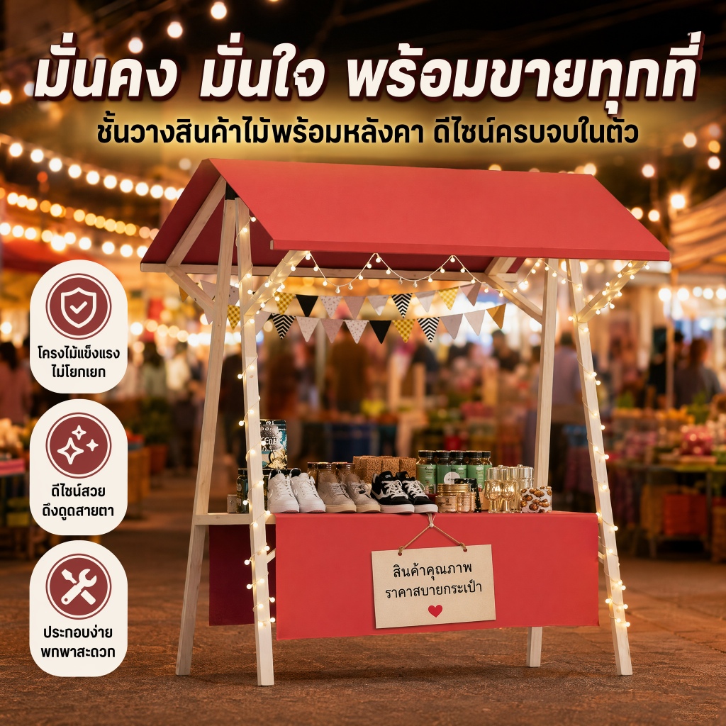 แผงขายของตลาดนัด พับเก็บง่าย พกพาสะดวก โต๊ะพับขายของ120/150cm แผงขายของ