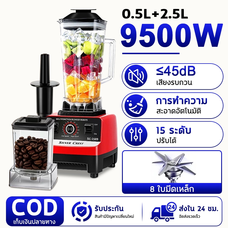 ซื้อ 1 แถม 1 เครื่องปั่นน้ําผลไม้ เครื่องปั่นสมูทตี้ 2.5Lเครื่องสกัดน้ำผลอเนกประสงค์ เครื่องปัน 6 เครื่องปั่นอเนกประสงค์