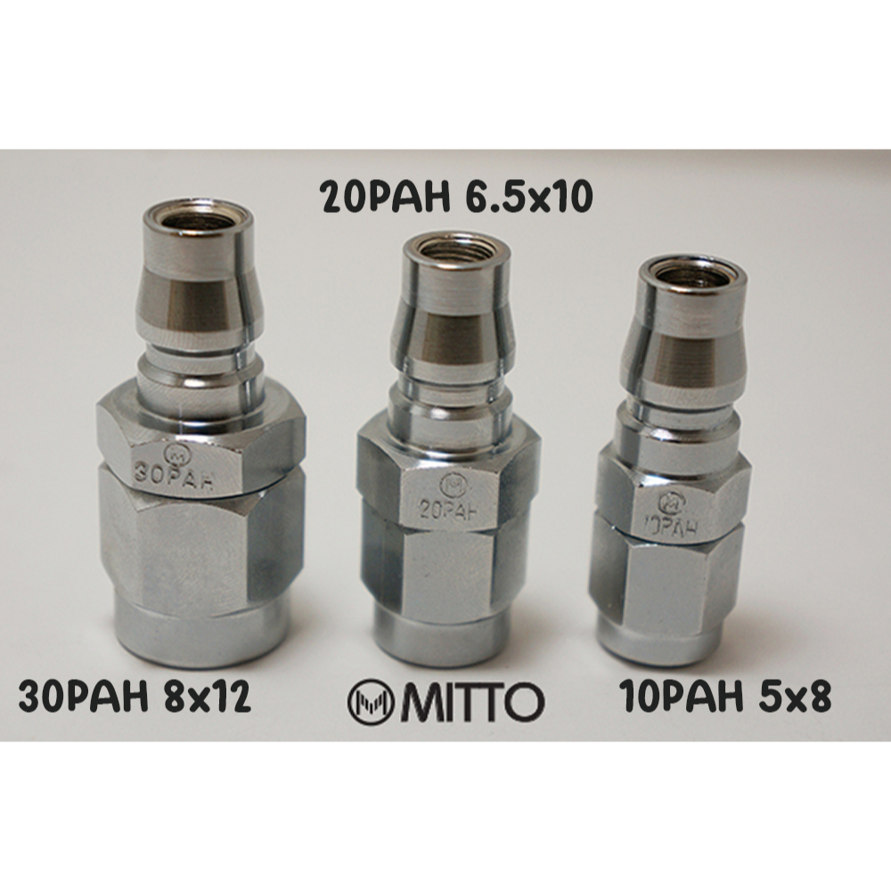 10,20,30PAH ข้อต่อสวมเร็ว คอปเปอร์ลม ตัวผู้ ขนาด สแตนดาร์ด รุ่น น๊อตล็อกสาย PU 5x8mm, 6.5x10mm, 8x12