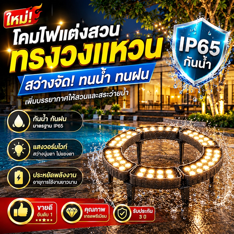 ไฟ LED ต้นไม้กันน้ำกลางแจ้ง ไฟแบบรอบ ๆ ต้นไม้กลางแจ้ง โคมไฟต้นไม้ในสวน ไฟต้นไม้กลางแจ้ง เกรดกันน้ำระดับ IP65