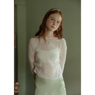 KALE LACE TOP(White•Past green)