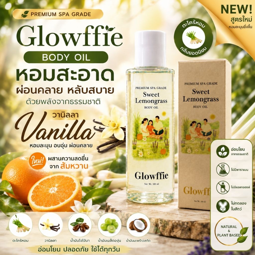 ซื้อ 1 แถม 1 Glowffie บอดี้ออยล์ สูตรธรรมชาติ บอดี้ออยล์ตัวหอม สปา ชุ่มชื้น หอมละมุน ซึมไว ไม่เหนียว