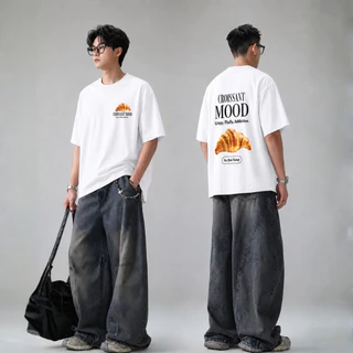 THIDAPHON เสื้อยืดแขนสั้น คอกลม เสื้อยืดผู้ชาย สีขาว สีดำ แฟชั่น พิมพ์ลาย Oversize ผ้านุ่ม ทรงหลวม ใส่สบาย ระบายอากาศ