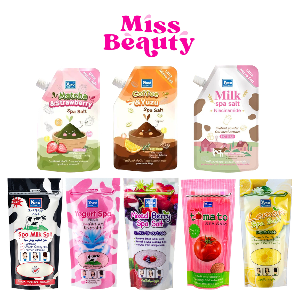 (1ห่อ) โยโกะ ซอลท์ บอดี้ สครับ สปา เกลือสปา ขัดผิว Yoko Salt Body Scrub Spa 300/350 กรัม.