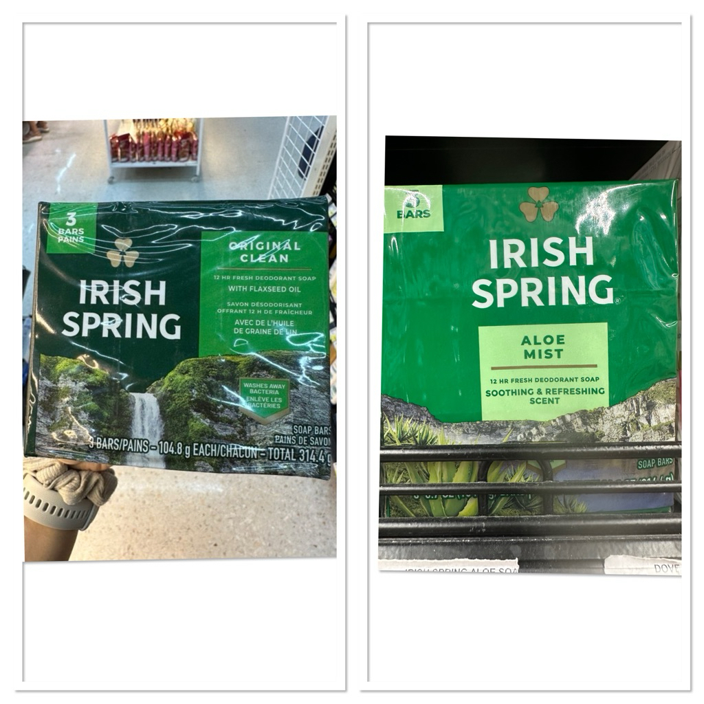 Irish Spring Original Crean With Flaxseed Oil Soap Bars Pains De Savon 3 Bars/Pains-104.8 G.