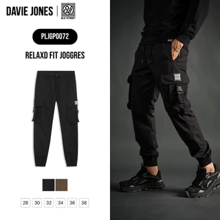 DAVIE JONES [BLK STREET] กางเกงจ็อกเกอร์ผู้ชาย Relax Fit Joggers สีดำ น้ำตาล GP0072