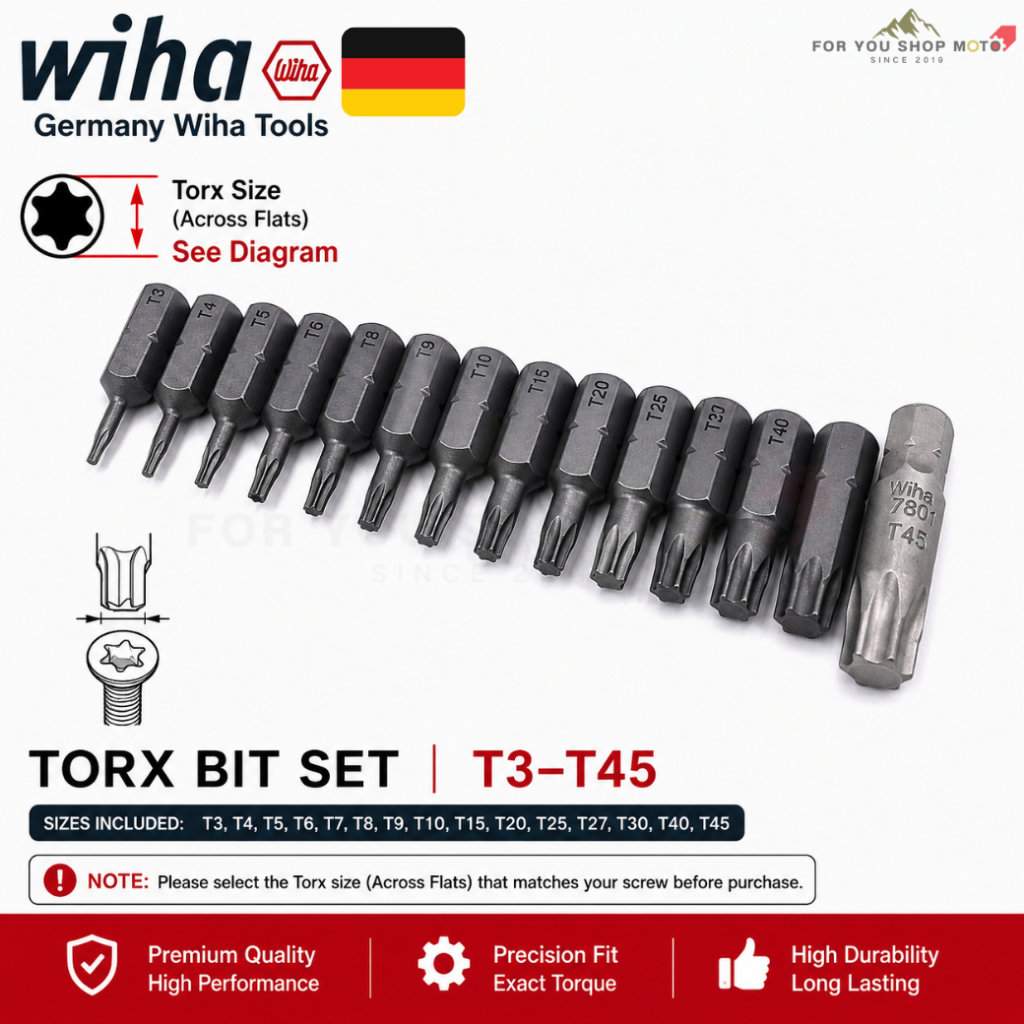 Wiha Torx ชุดหัวไขควง ดอกไขควง คุณภาพสูง มาตรฐานเยอรมัน T4, T5, T6, T7, T8, T9, T10, T15 T25 ประแจดาว หัวดาว