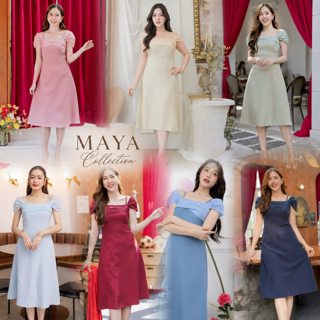 G102 s-3xl ชุดเดรสสั้นออกงาน ชุดเดรสไปงาน เดรสเพื่อนเจ้าสาว ปิดแขนแต่งระบายออแกนดี้ ใส่ได้หลายโอกาส