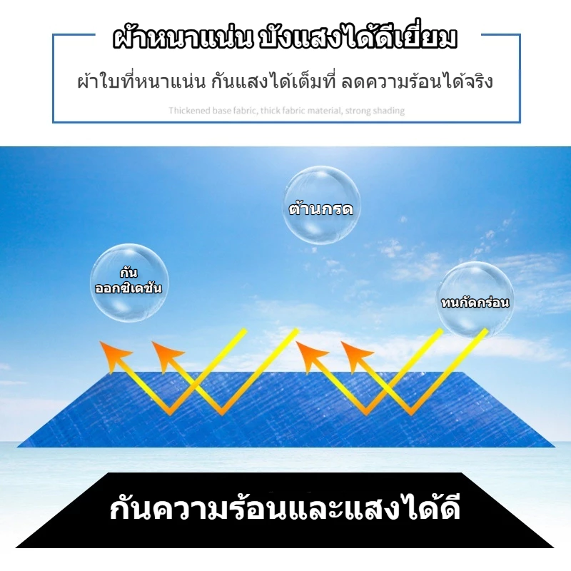 ผ้าใบกันแดดกันฝน ผ้าใบกันฝน(PE) ผ้าใบ มีตาไก่ ผ้าใบคลุมรถ แบบเอนกประสงค์ คลุมรถได้ บลูชีท ขนาด2x2 2x3 2x4 3x4 4x5 เมตร thumbnail 4