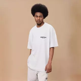 ส่วนลด 50% Fear of God Essentials SS22 T-Shirt Logo กำมะหยี่ เสื้อยืดโอเวอร์ไซส์