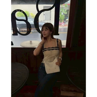 BY IRA Cassie knit top เสื้อไหมพรมถัก ขอบระบายถักไหมพรมผ้าบาง