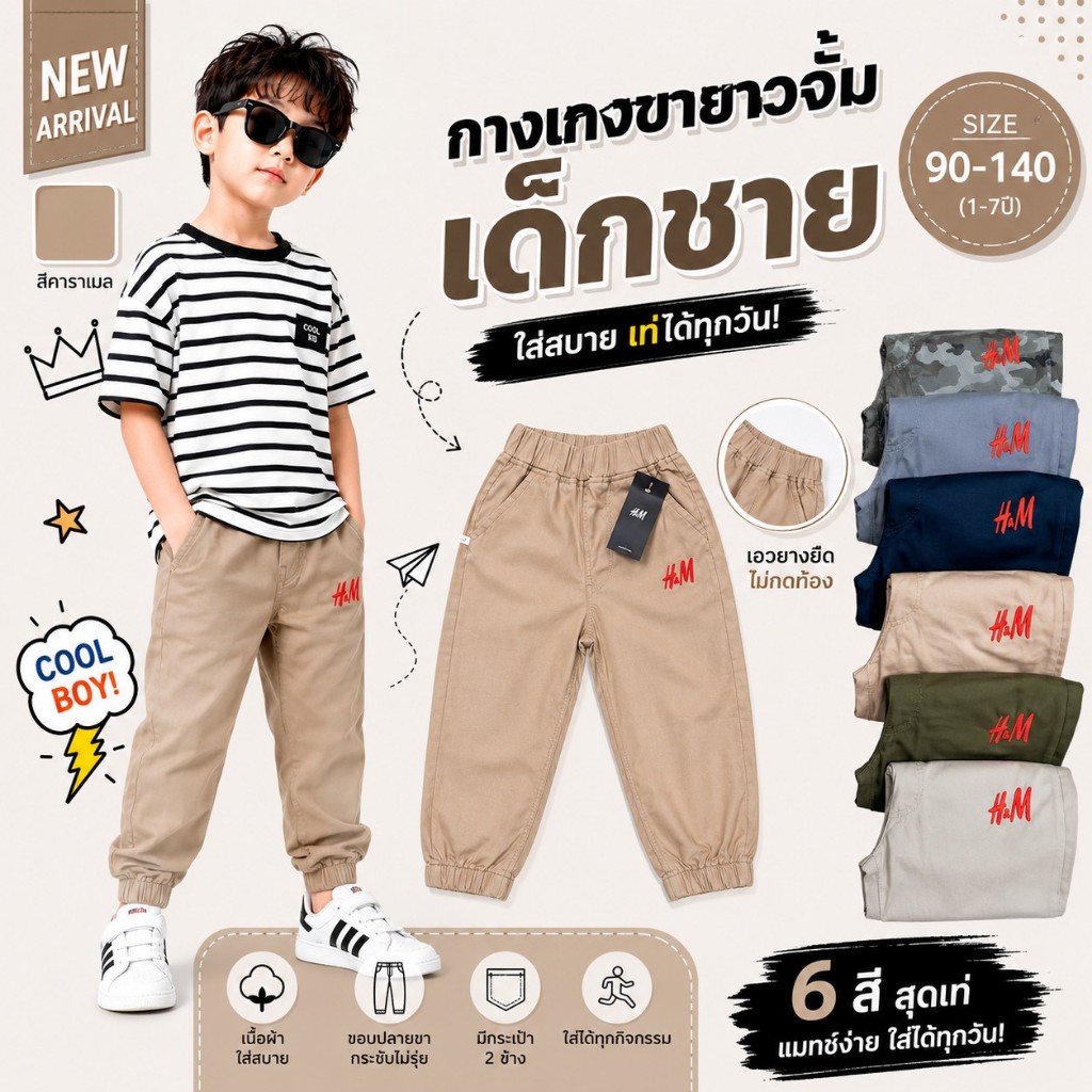 กางเกงขายาวจั๊ม เด็กชาย 1-7ปี