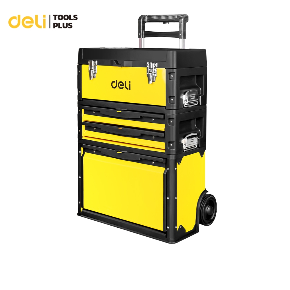 Deli กล่องเครื่องมือ กล่องเครื่องมือแบบล้อลาก 3 ชั้น ความจุ 880 ลิตร จุของได้เยอะ Trolley Tool Box