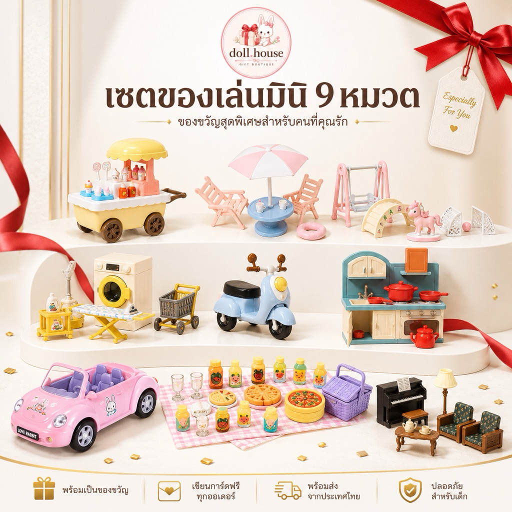 สินค้าพร้อมส่ง เฟอร์นิเจอร์ของเล่นบ้านตุ๊กตากระต่าย🌈🏡🐰