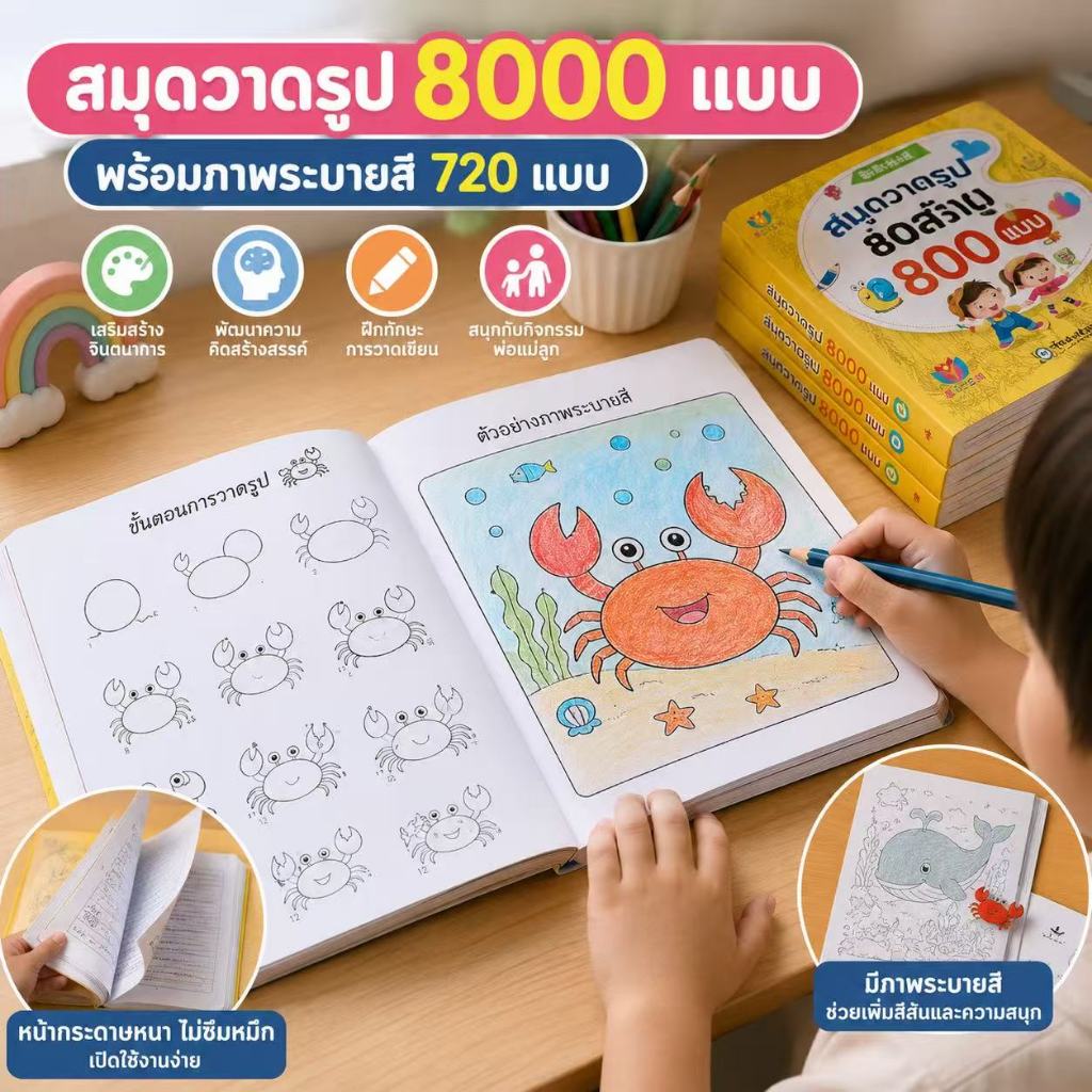 สมุดภาพระบายสีเสริมการเรียนรู้สำหรับเด็กๆมีภาพหลากหลายทั้งหมด8000ภาพให้มี720แผ่นให้ระบายสีของเด็กเล่น พร้อมจัดส่งจากกทม.