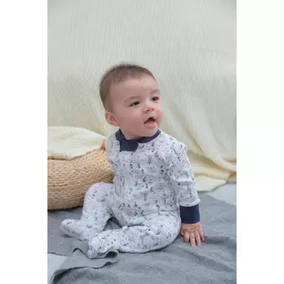 Zuper Mom (0-24 เดือน) ชุดหมีเด็กอ่อน ซิป รุ่น 2 WAY ZIPPER บอดี้สูทเด็กอ่อน ชุดเด็กแรกเกิด บอดี้สูทหุ้มเท้า no.9087