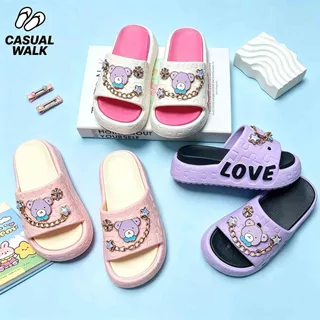 ⚡ฮิตใหม่มาแรง✨ ส่งเร็วจากไทย🚚รองเท้าแตะเด็กผู้หญิงลายหมีน่ารักประดับโซ่คริสตัล🧸เหมาะฤดูร้อน ชายหาด กิจกรรมกลางแจ้ง