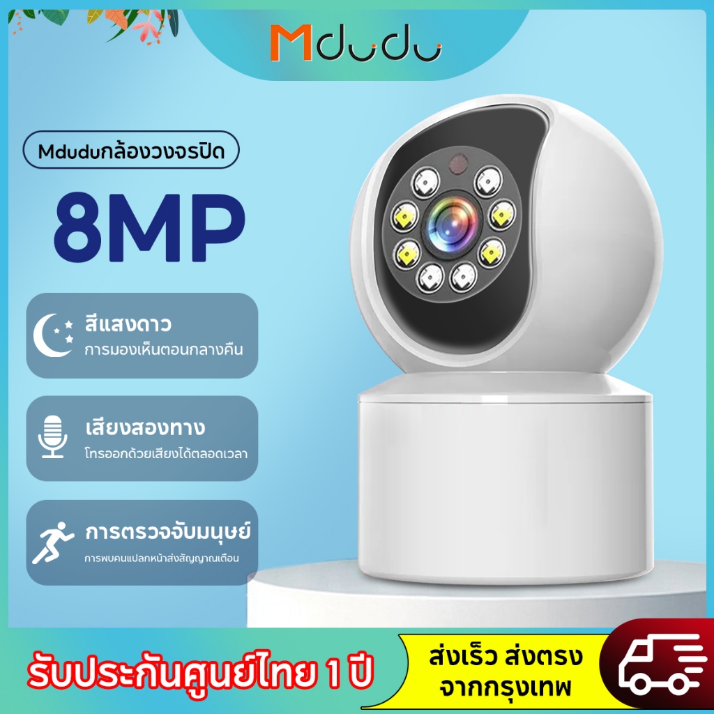 Riino Security Camera 360° PTZ 2K กล้องวงจรปิดไร้สาย ZY-185 พาโนรามา360° ผ่านแอพicam365 IP camera