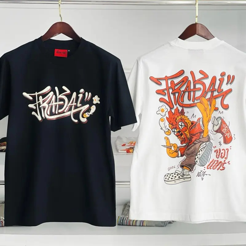 เสื้อยืดลาย Frabai กราฟฟิตีไก่การ์ตูน พิมพ์หลังเต็ม รูปที่ 2