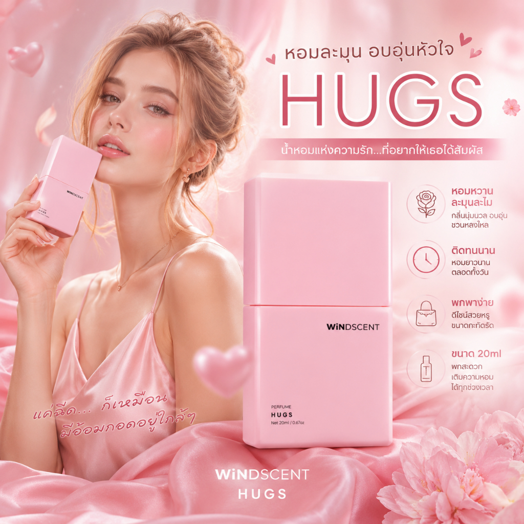 WiNDSCENT HUGS Perfume น้ำหอมผู้หญิงน่ากอด ขนาด20ML นํ้าหอมติดทน น้ำหอม กลิ่นหอม น้ำหอมลูกคุณ น้ำหอมพี่วิน WinWilliam