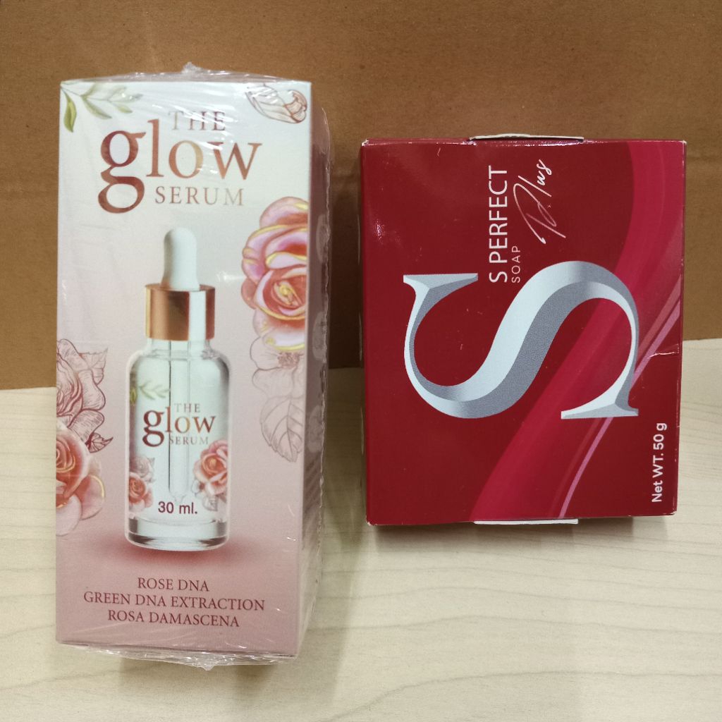 2 อย่าง เซรั่มเดอะ โกลว์ + สบู่ เอส สิว ฝ้า กระThe glow serum 30ml+ s soap 50g set acne melasna