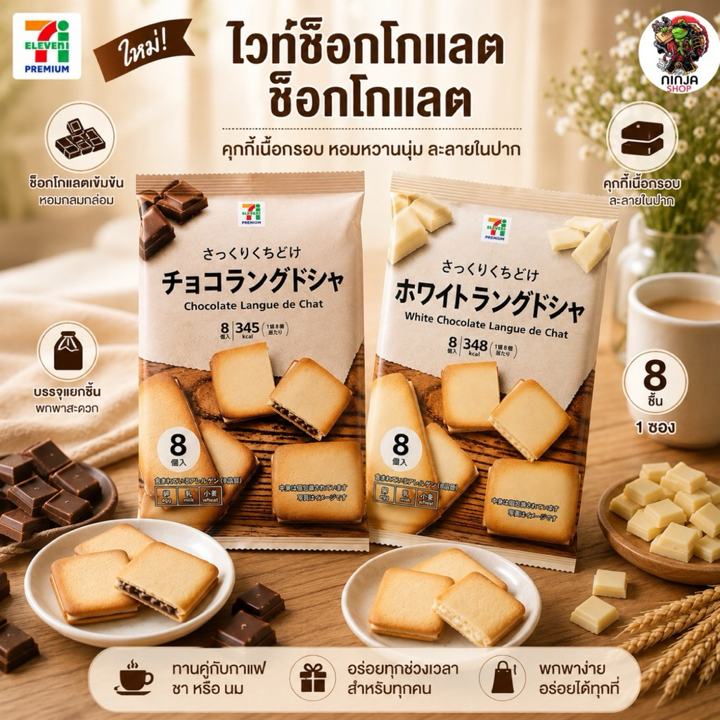 ขนมคุกกี้ลิ้นแมวและคุกกี้ซาริโอ้ Langue De Chat Cookie