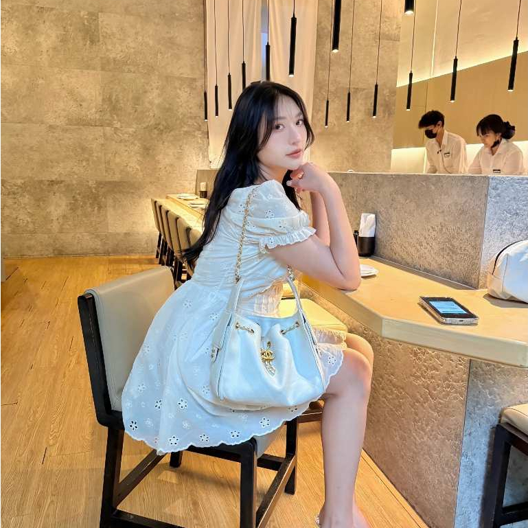 D65 Puffy Dress MUENFUN เดรสฉลุคอตตอนพรีเมียม