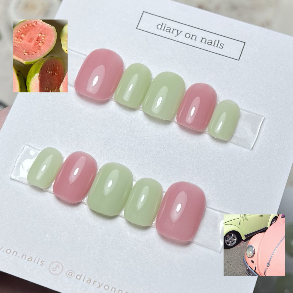 เล็บปลอมเจลแท้ | สีไซรัป โทนชมพูอ่อน โทนเขียวอ่อน หวานๆ : OR001