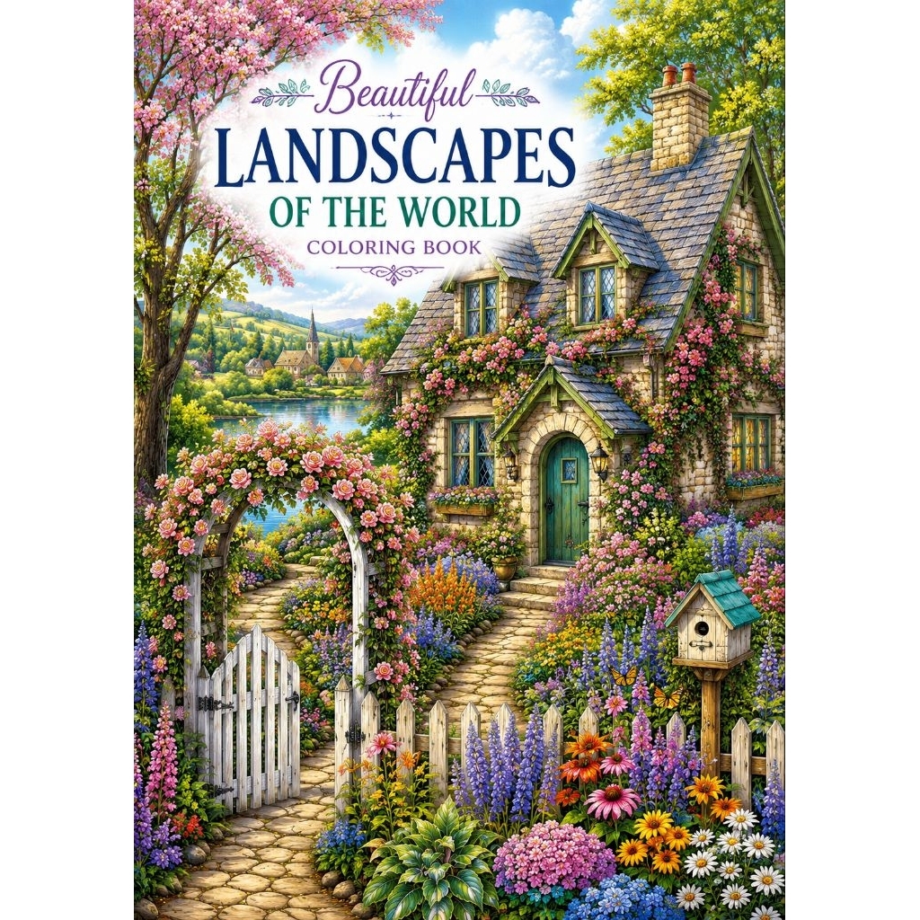 สมุดระบายสีสำหรับผู้ใหญ่landscapes