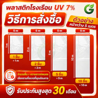 VSC พลาสติกโรงเรือน ฟิล์มโรงเรือน UV 7% กันแดด กันฝน หน้ากว้าง 3-8 เมตร ตัดขายตามเมตร หนา 100-200 ไมครอน