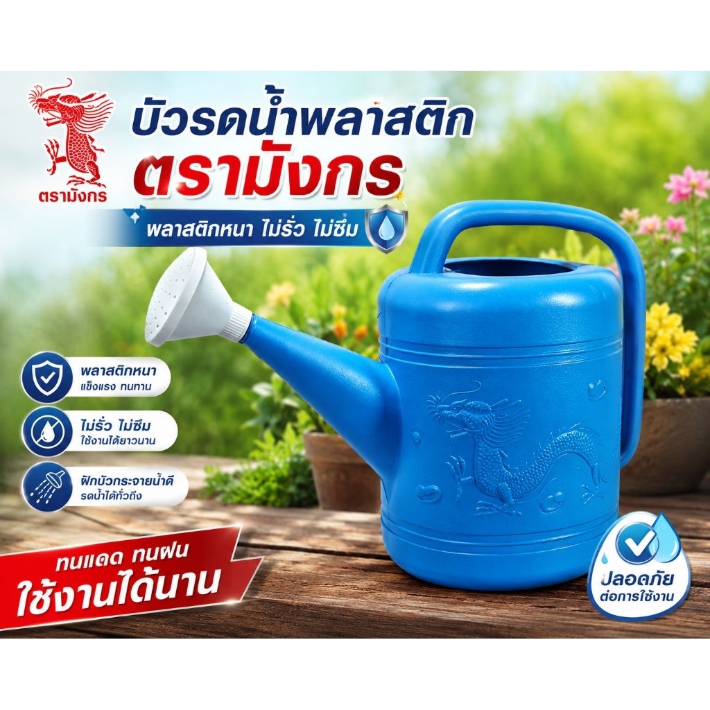 บัวรดน้ำพลาสติก ตรามังกร ทนทาน ใช้งานสะดวก หลากหลายขนาด