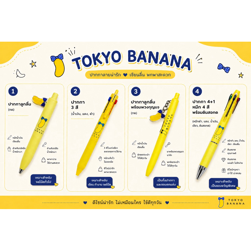 พร้อมส่ง !!!ปากกา tokyo banana (3) (BOT) (4) (MHE) (5) (MRE) (6) (UBE) 7.1/2026 (16) (17) 7.2/2026