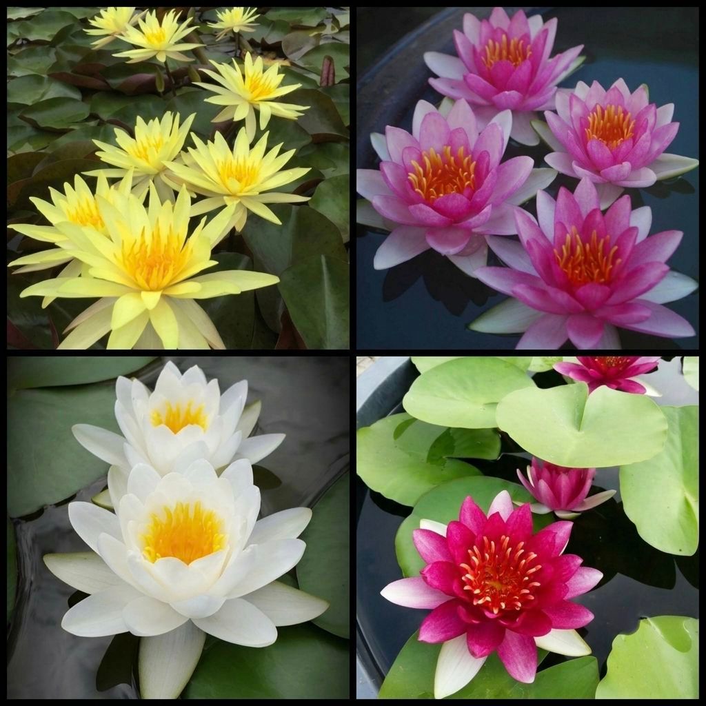 เซตบัว 4สี 4ต้น สวยครบ ต้นพร้อมปลูก