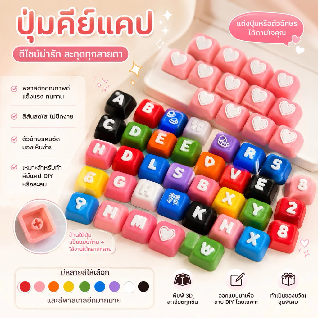 ปุ่มกด ชุดปุ่มคีย์แคป ปุ่มคีย์บอร์ด (⚡️เฉพาะปุ่ม ) พรีออเดอร์ ทักแชทก่อนสั่งชื้อ💕