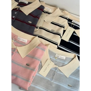 ✿MAI AREA✿ 129 เสื้อผ้าบางเบาแขนยาวไหมพรมลายทาง
