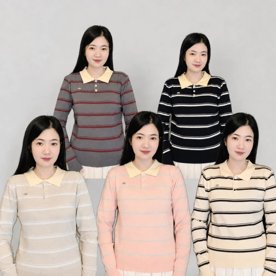 ✿MAI AREA✿ 129 เสื้อผ้าบางเบาแขนยาวไหมพรมลายทาง