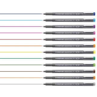 ปากกา Pigment Liner ขนาด 0.3 - 0.5 มม. หลากสี จาก Staedtler Pack 10 สี (คละสี)