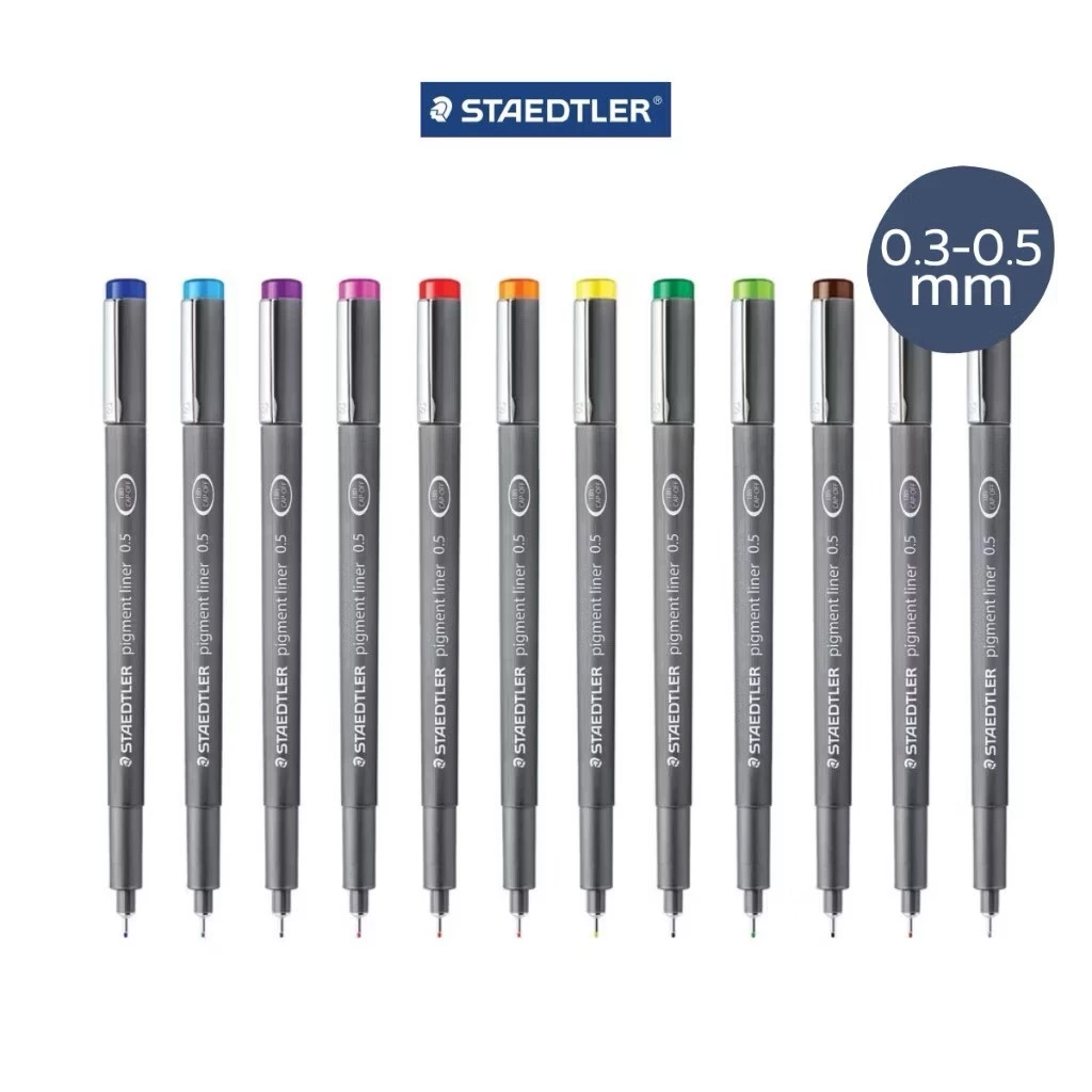 ปากกา Pigment Liner ขนาด 0.3 - 0.5 มม. หลากสี จาก Staedtler Pack 10 สี (คละสี)