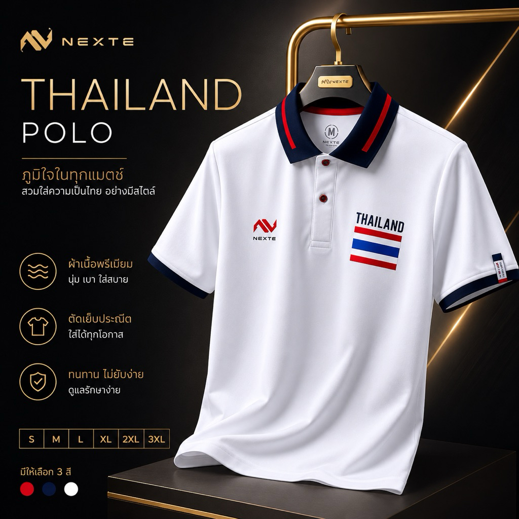 เสื้อโปโลNexts.มีโลโก้ธงชาติThailand🇹🇭🇹🇭🇹🇭