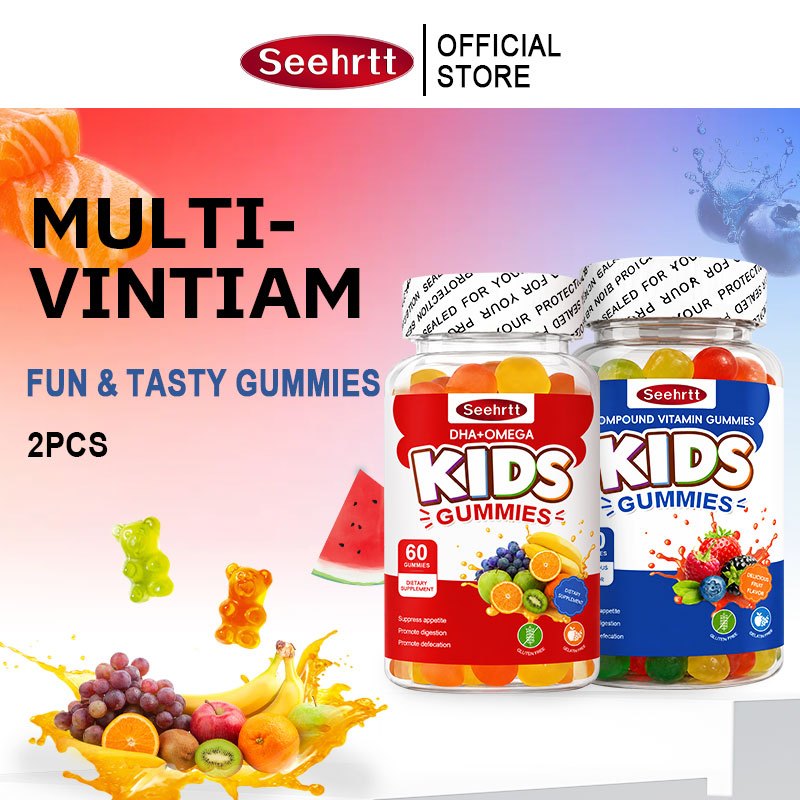 Seehrtt วิตามินรวมกัมมี่ DHA+OMEGA วิตามินเด็ก อาหารเสริม บํารุงสมองMultivitamin Gummy Kid's Vitamin Dietary Supplement