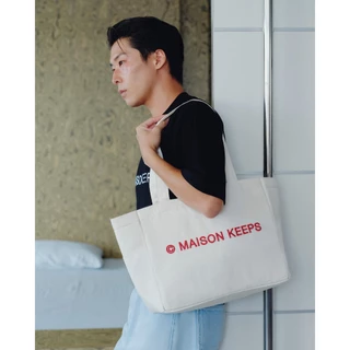 maison KEEPS | Mark Logo Utility Tote Bag | กระเป๋าผ้าแคนวาสปักโลโก้ Mark