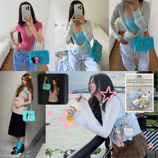 (**พร้อมจัดส่ง)🔥💙Somethingapparels trend Jelly Bag PVC ไซส์ S กระเป๋าเจลลี่สุดฮิตตอนนี้ กระเป๋าโท้ท Shoulder-Kiiikiii