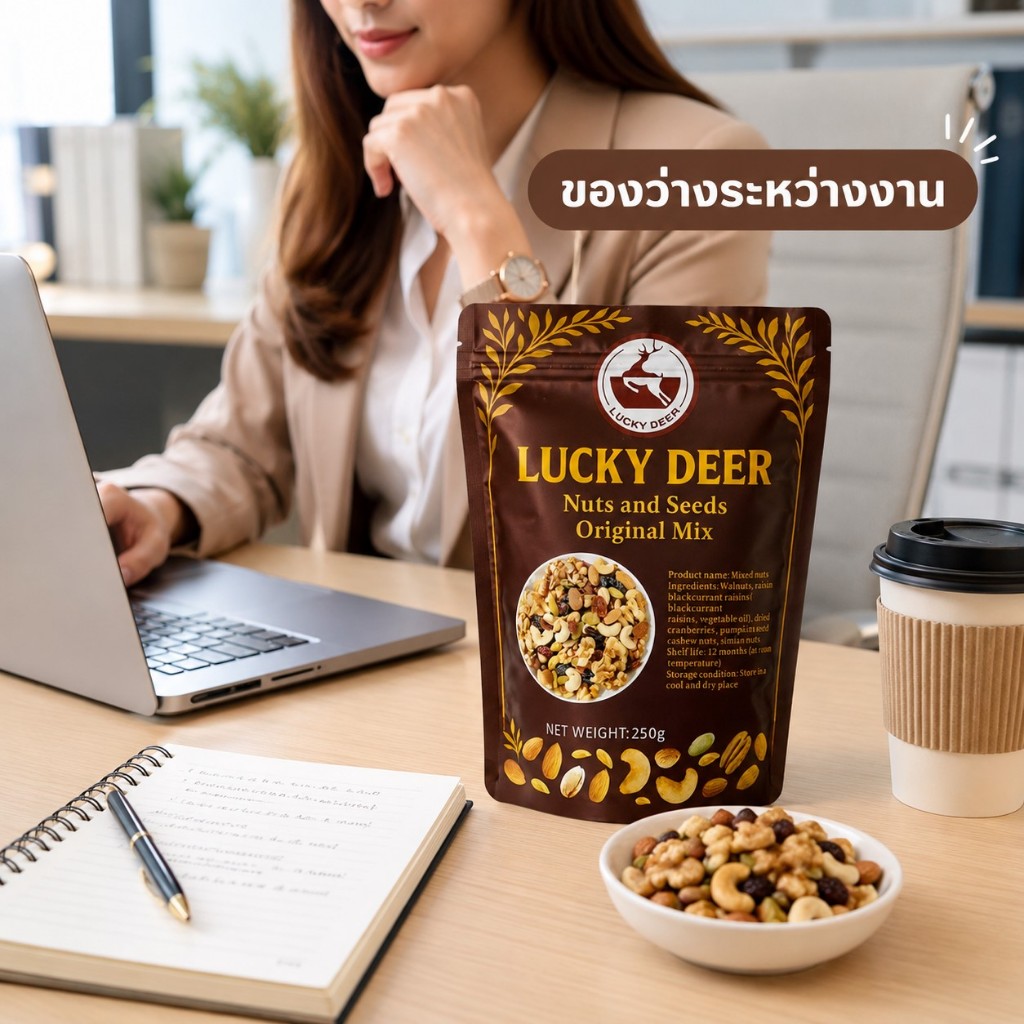 ถั่วและผลไม้อบแห้งรวม 250 กรัม มี 7 ส่วนผสม อัลมอนด์ เม็ดมะม่วง วอลนัท เมล็ดฟักทอง ขนมเฮลท์ตี้พร้อมทาน
