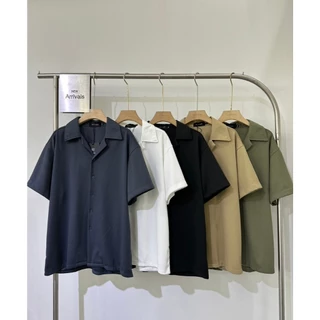 เสื้อเชิ้ตผู้ชายแขนสั้น สีพื้นมินิมอล รุ่น N137