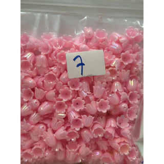 ลูกปัดดอกบัวดินเคลือบรุ้ง 100 กรัม