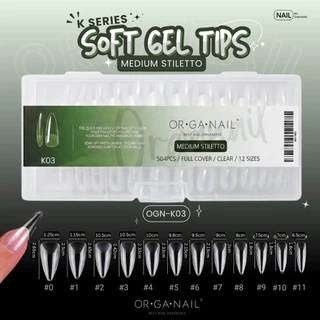 Soft Gel Tips ORGANAIL เล็บปลอมกล่องใส 504 ชิ้น 12 เบอร์