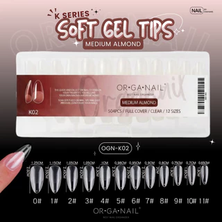 Soft Gel Tips ORGANAIL เล็บปลอมกล่องใส 504 ชิ้น 12 เบอร์